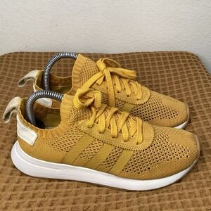 Adidas Womens Flashback Primeknit Women's Sz 6.5 Legend Yellow Gold Shoes BY9912